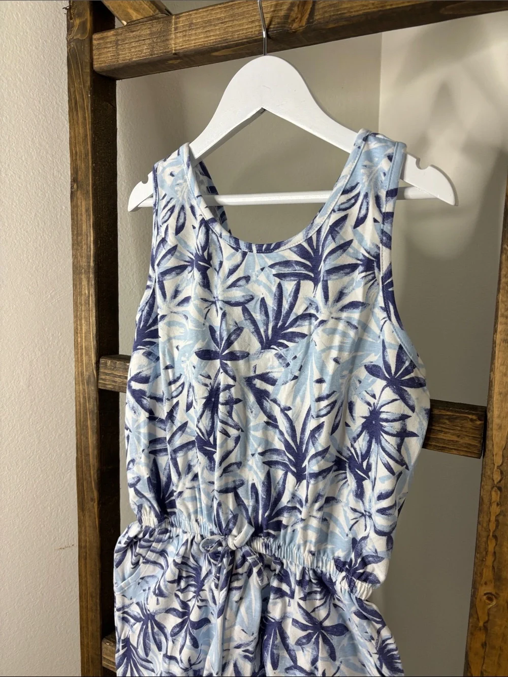 DKNY Girls Blue and White Floral Romper Size M
